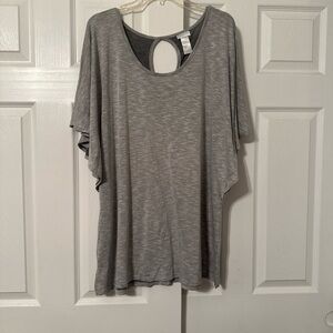Dotti Gray Short Sleeve Top with Keyhole Back
